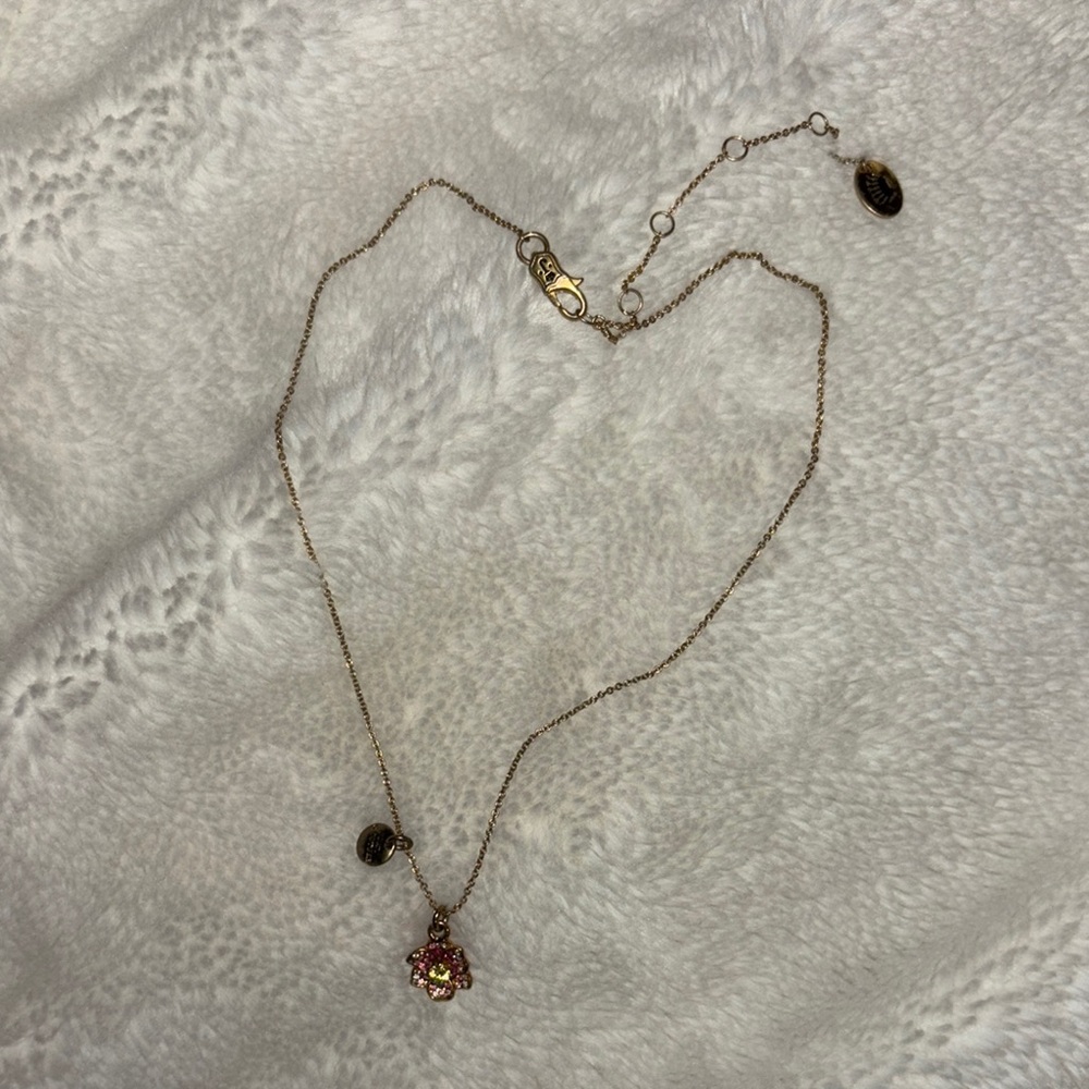 Juicy Couture 2012 Elegant Gold Necklace with Pink Pendant